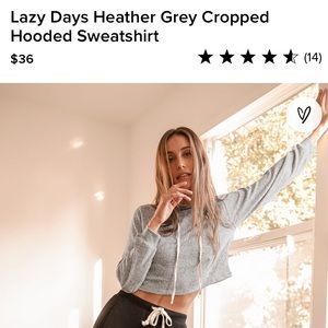 Lulus Heather Grey Cropped Hooded Sweatshirt